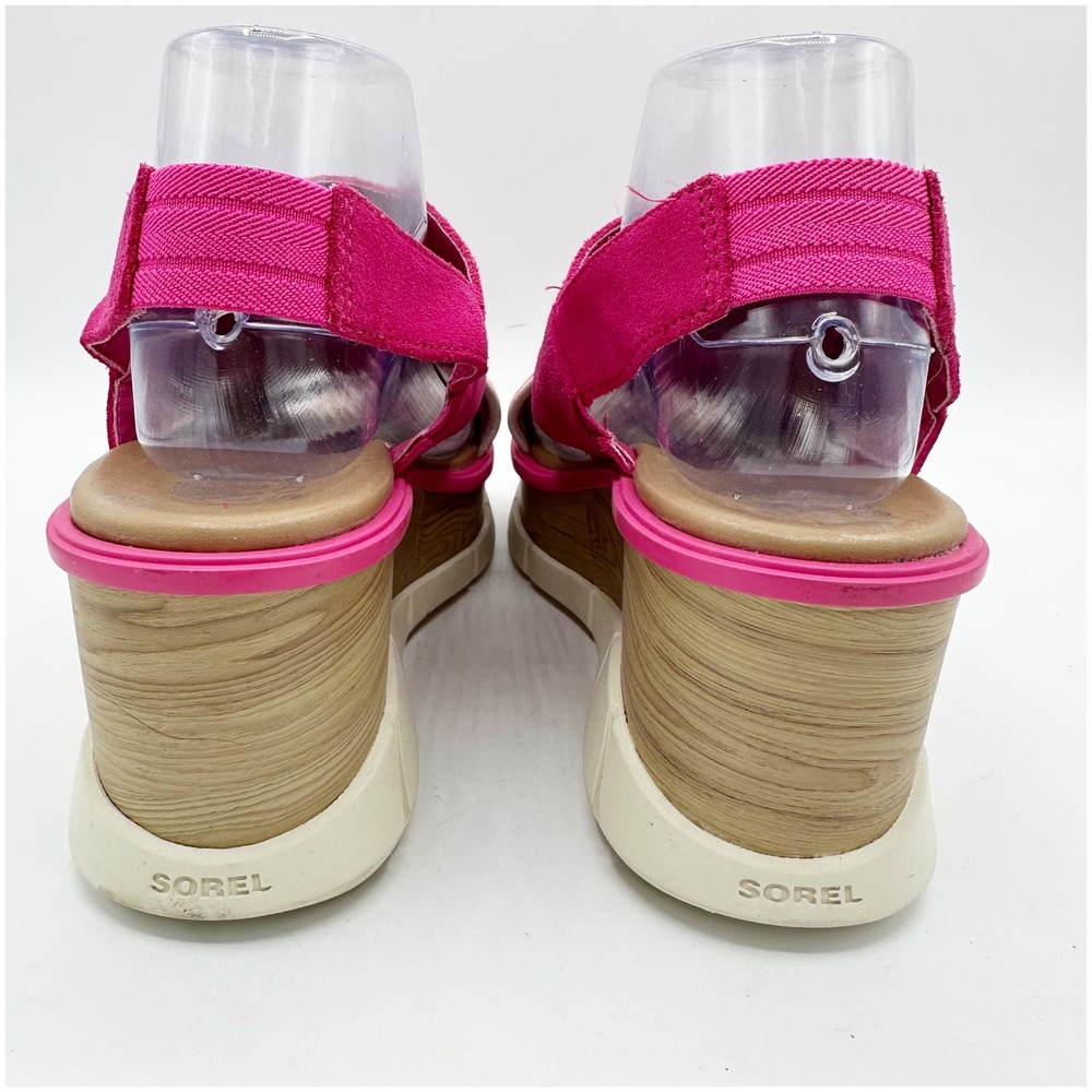 Sorel Joanie III Women's Fuchsia Suede Wedge Platform Sandals Size 10 - Picture 6 of 11